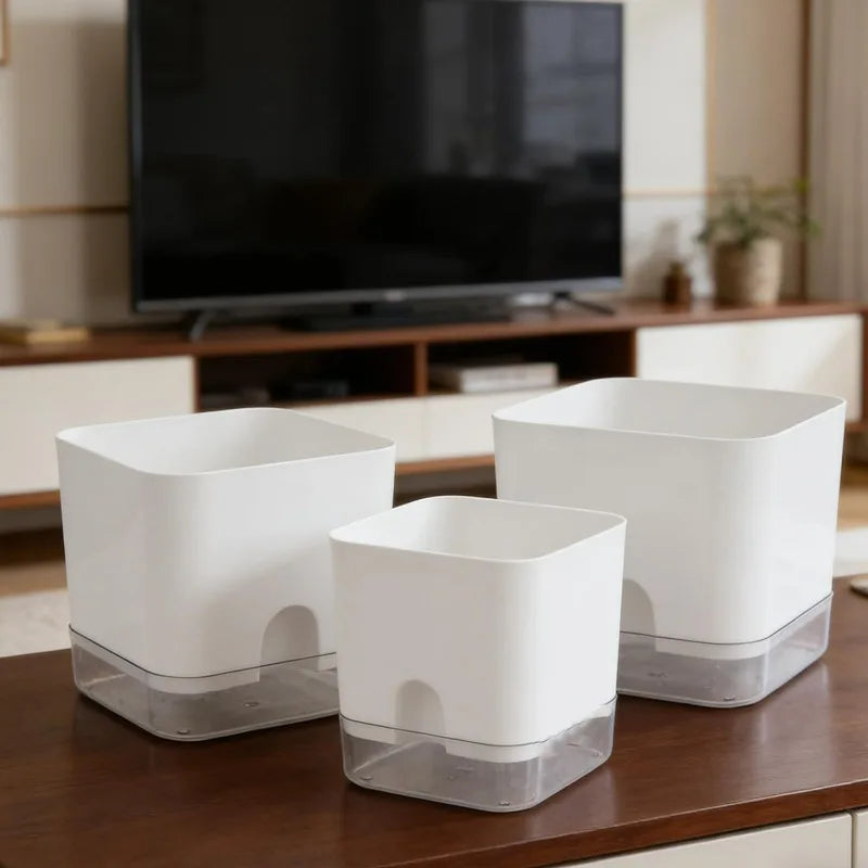 Square Self-Watering Plant Pot – Double Layer Indoor Balcony Flower Pot