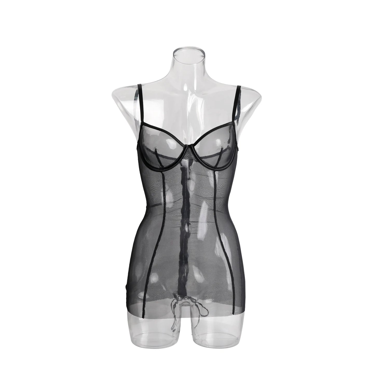Sexy Transparent Mesh Dress Erotic Sleevelss Underwear Female Summer Halter Evening Party Nightclub Tight Wrap Hip Dresses Women