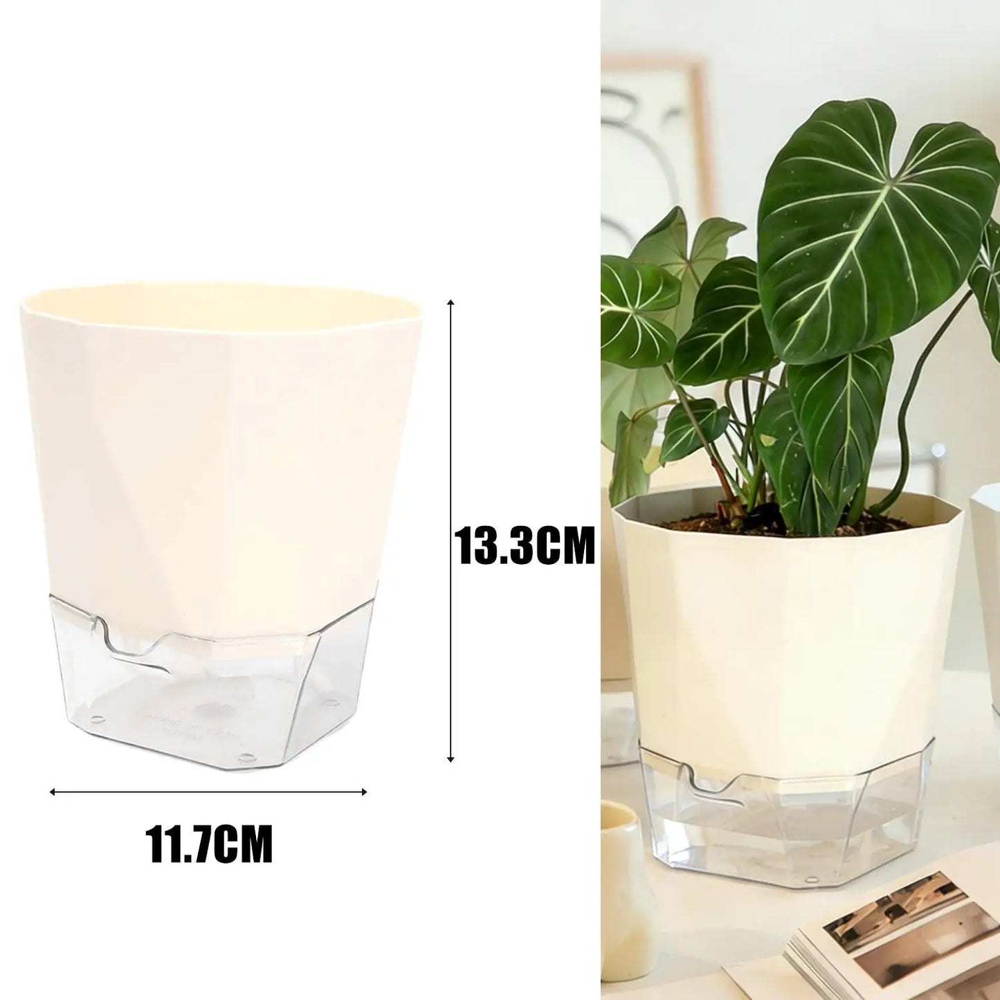 Self-Watering Plant Pot with Clear Reservoir – Breathable Indoor Planter
