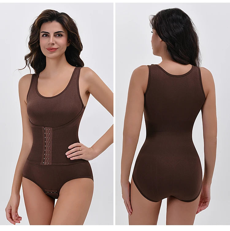 Double-Breasted Tummy Control Bodysuit – Postpartum Slimming Waist Trainer Corset