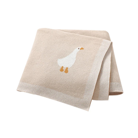 Baby Cotton Blanket Cartoon Goose Knitted Newborn Boys Girls Swaddle Wrap Plaid for Stroller Bedding 90*70cm Infant Sleeping Mat