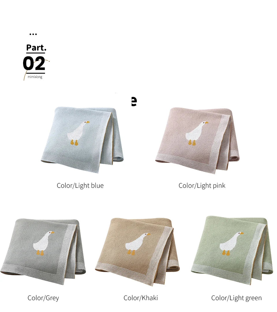 Baby Cotton Blanket Cartoon Goose Knitted Newborn Boys Girls Swaddle Wrap Plaid for Stroller Bedding 90*70cm Infant Sleeping Mat