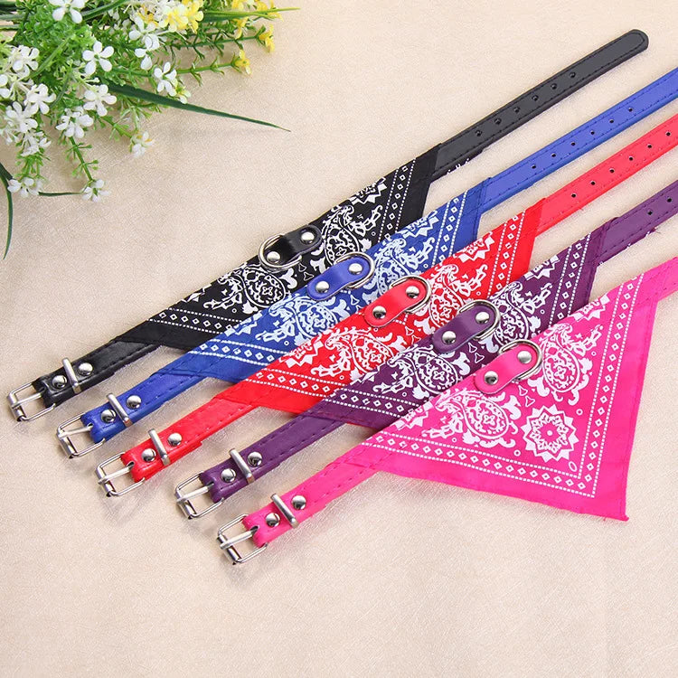 Adjustable Pet Bandana Collar – Knit Fabric Triangle Neckerchief for Dogs & Cats