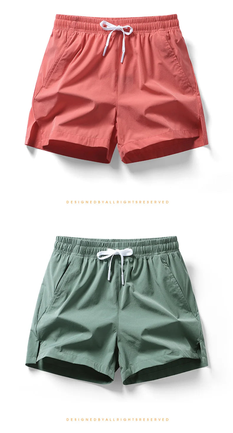 Men 2025 New  Summer Beach New Models Solid Color Fashion Leisure Comfortable Elastic Waist Double Pockets Cool Sports Shorts