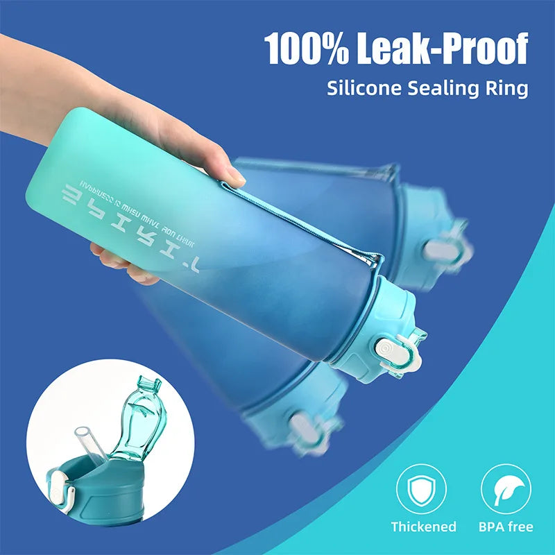 Sports Water Bottle with Time-Tracking Straw – Flip Lid, Leak-Proof, 750ml