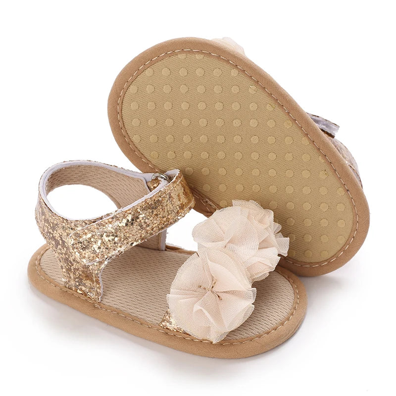 Baby Girls Sandals Soft Sole Summer Infant Wedding Dress Flat Shoes Beach Sandal Newborn Crib Shoes First Walkers