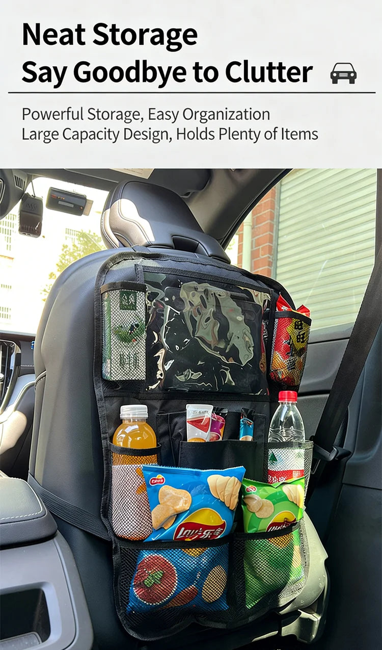 1/2PCS Car Seat Storage Bag Waterproof Durable Oxford Fabric with Touch Screen Tablet Holder Anti-Kick Seat Back Bag Auto Parts
