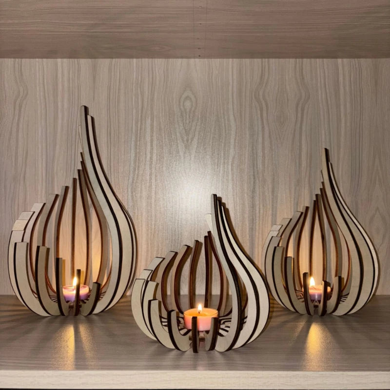Streamline Wooden DIY Candle Holder – Handmade Warm Atmosphere Décor