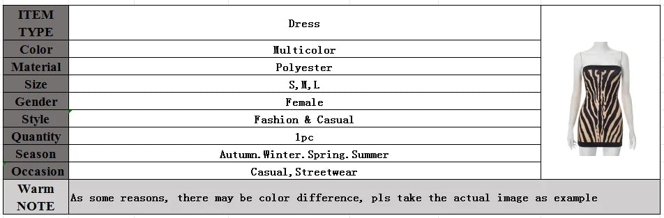 Zebra Striped Strapless Backless Women Mini A Line Dress Outfits Autumn Winter Off Shoulder Sleeveless Bodycon Dresses Vestido