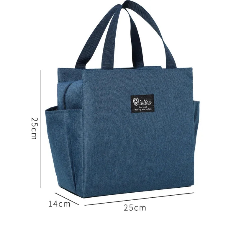 Insulated Lunch Bag with Side Pockets – Beverage & Bento Storage Tote