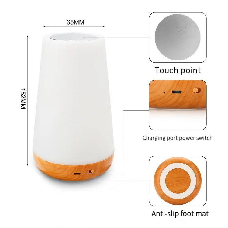 Dimmable Touch LED Table Lamp – 13 Colours & 5 Brightness Rechargeable Bedside Light