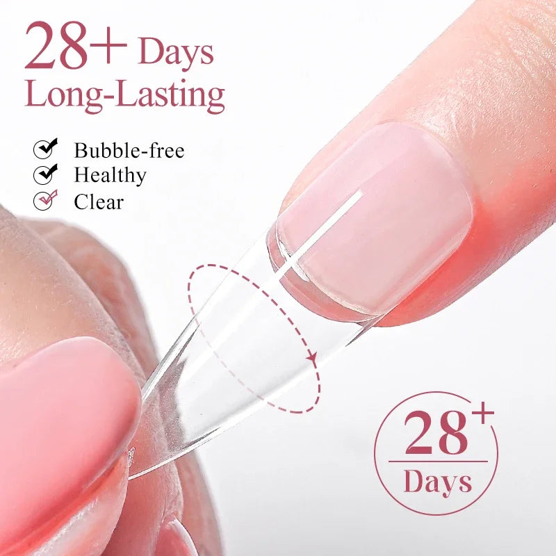 3 IN 1 Soft Nail Tips Gel Transparent Nail Tips Gel For False Nails Extension Strong Adhesive Tip Glue UV LED Soak Off Manicure