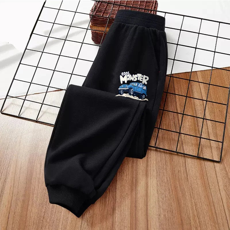 Monster Truck Sports Trousers for Little Boys SUV Car Cartoon Long Pants Children Cotton Sweetpants 3-14T GSKC1