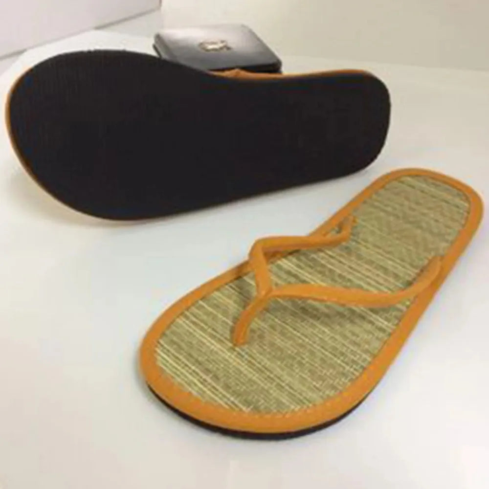 2023 Women Flat Flip-flops Slippers Comfortable Non-slip Sandals Bamboo Rattan Flip Flop Home Bathroom Fashion Slippers Zapatos