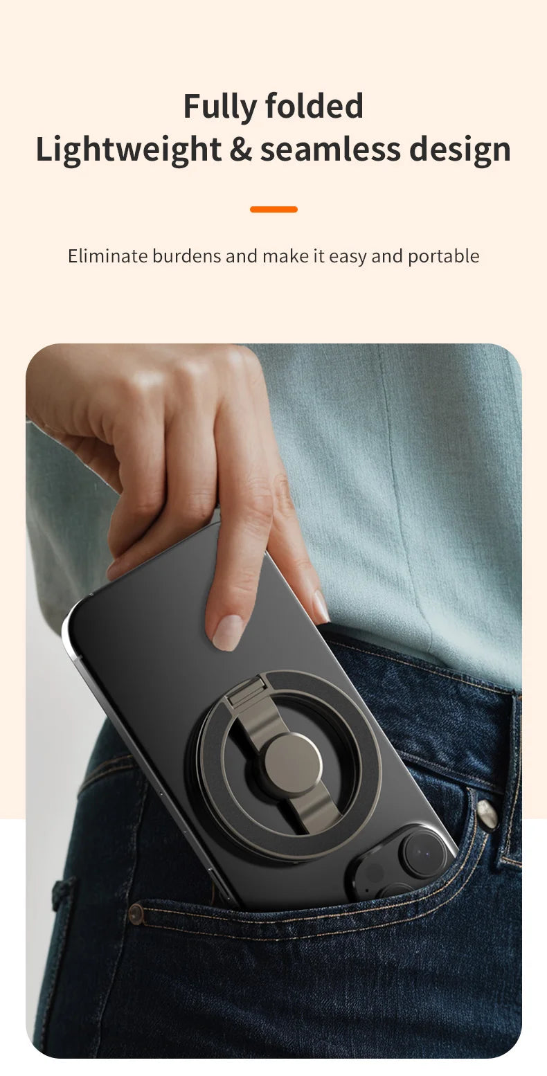 MagSafe Foldable 360° Rotating Phone Holder – Double-Sided Magnetic Grip Stand for iPhone