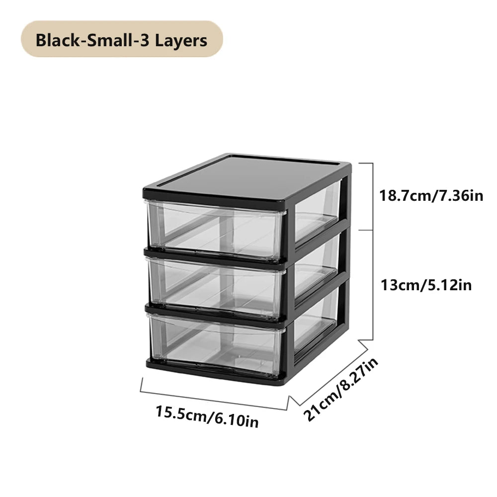 Clear Desktop Storage Box with Drawer – Heightened Organiser for Stationery & Cosmetics