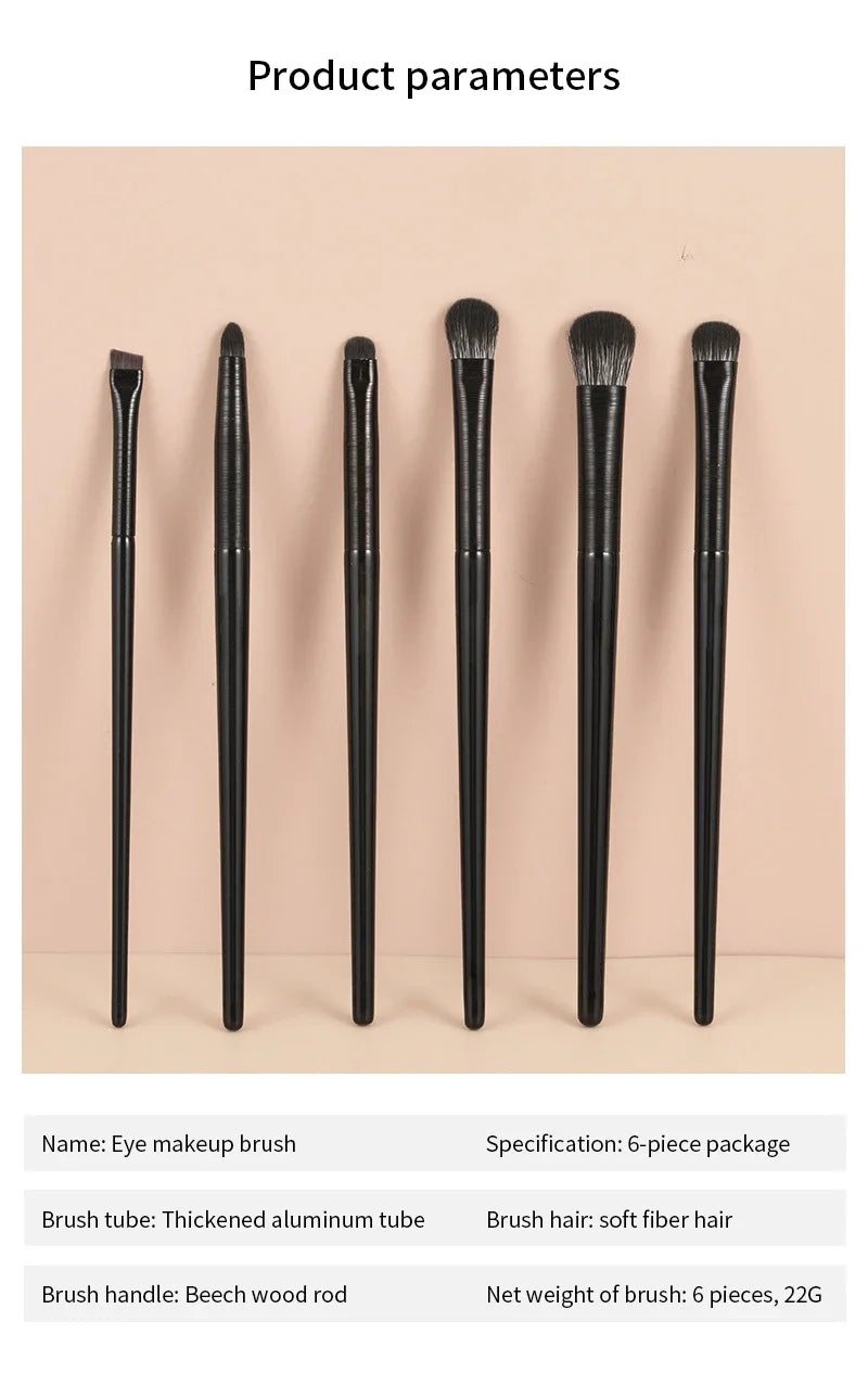 6PCS Eyes Makeup Brushes Set Professional Soft Contouring Eyeshadow Eyeliner Eyebrow Brush Women Facial Beauty Cosmetic Tool