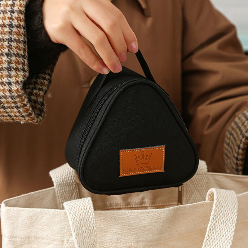 Triangle Portable Breakfast Insulation Bag Aluminum Foil Lunch Bag Mini Rice Vegetable Roll Outdoor Picnic Lunch Box