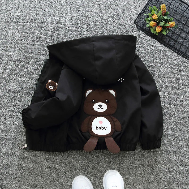 Fashion Dogs Baby Boys Jackets Casual Hooded Zipper Kids Windbreaker Coat Cartoon Boys Outerwear 1 2 3 4 5 6 Years Kids Clothes