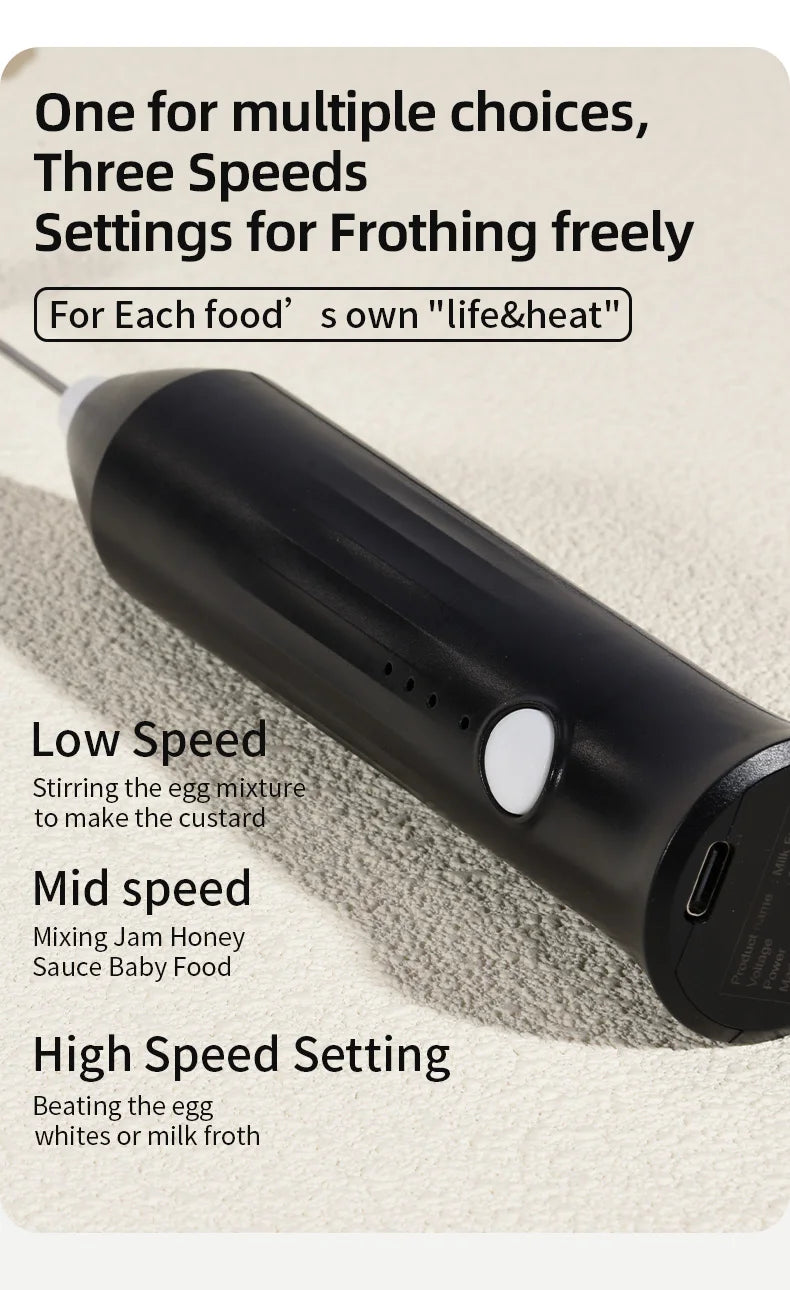 Wireless USB-C Electric Milk Frother – Handheld Stainless Steel Coffee Whisk