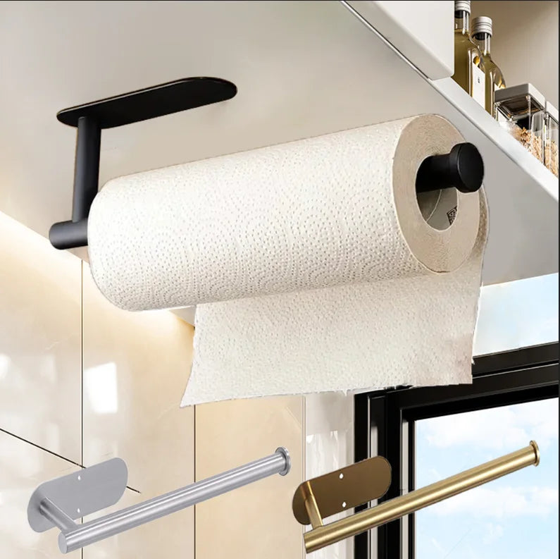 Adhesive Kitchen Paper Towel Holder – Wall-Mount Tissue & Roll Dispenser