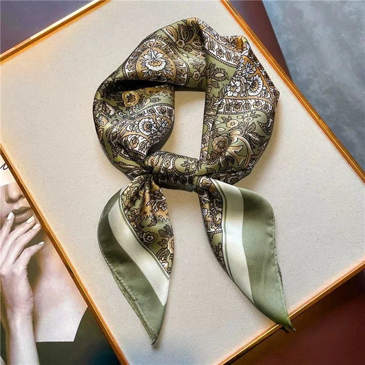 Luxe Zijden Vierkante Sjaal – Designer Halsdoek & Hoofddoek voor Dames