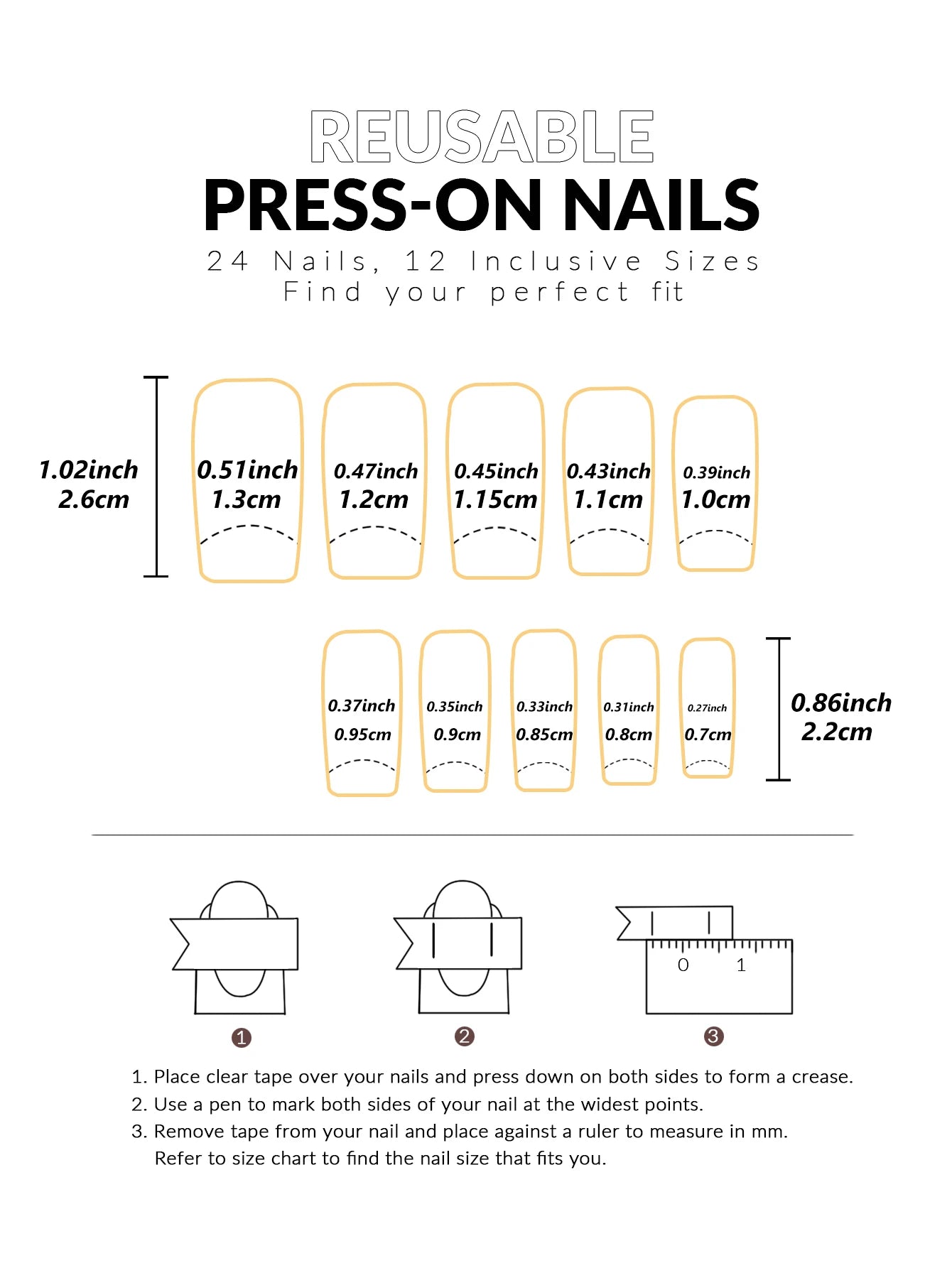 24 PCs Short Square French Heart Simple Nails with 1 Jelly Glue and 1 Nail File