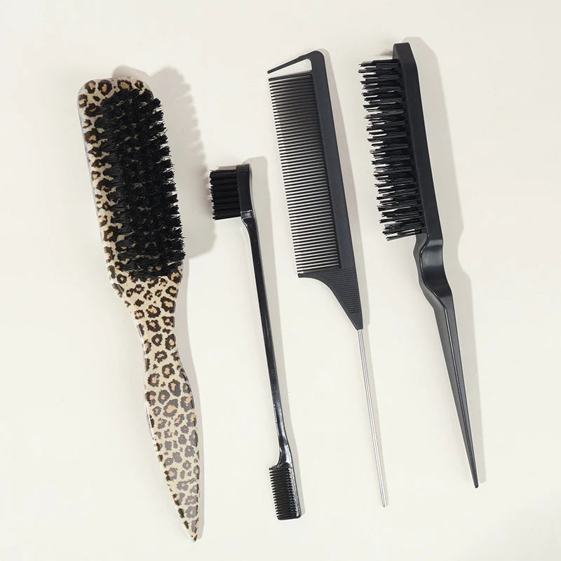Boar Bristle Slick-Back Hair Brush – Edge Control, Flyaway & Baby Hair Smoother