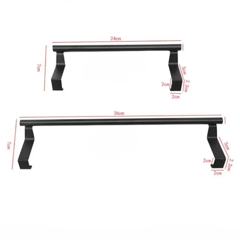 No-Punch Over-Cabinet Towel Rack – Steel Wire Bathroom Door Hanger