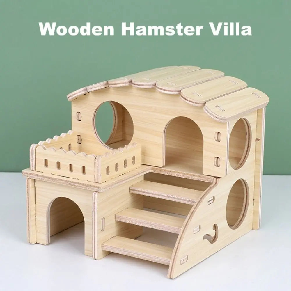 New Wooden Hamster Villa Chewable Easy to Install Platform House Durable Cage Accessories Hamster Climb Pet Supplies