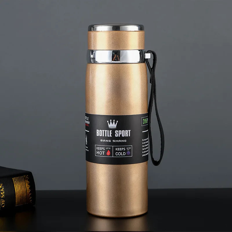 1L Stainless Steel Thermos Vacuum Double Layer Insulated Stainless Steel Water Bottle Can Store Hot and Cold Water Metal Kettle