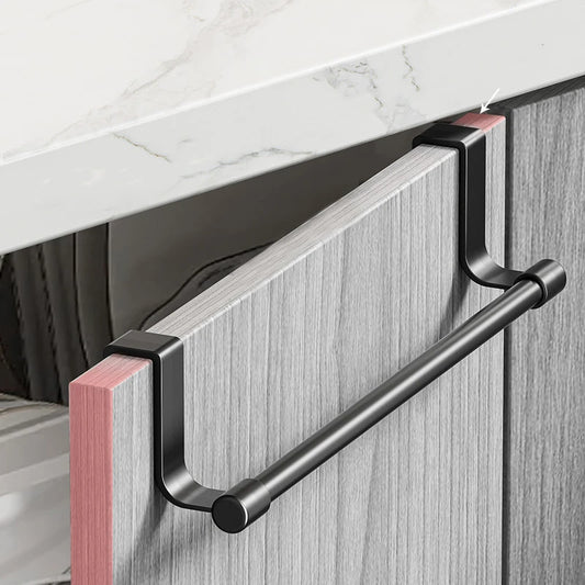 No-Punch Over-Cabinet Towel Rack – Steel Wire Bathroom Door Hanger