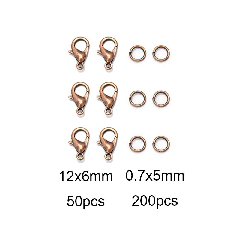 8 Colors 200pcs Open Jump Rings+ 50pcs Lobster Clasps Hooks Connectors Jewelry Making DIY Bracelet Necklace Jewelry Findings Kit
