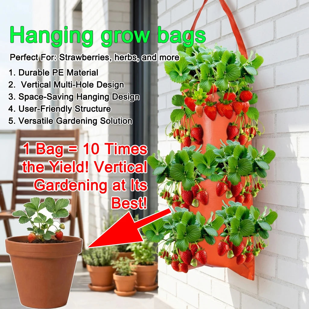 Hanging Grow Bags for Strawberries Tomatoes Hanging Planting Grow Bag Vertical Garden  Strawberry Planter Pot Aeroponic Tower