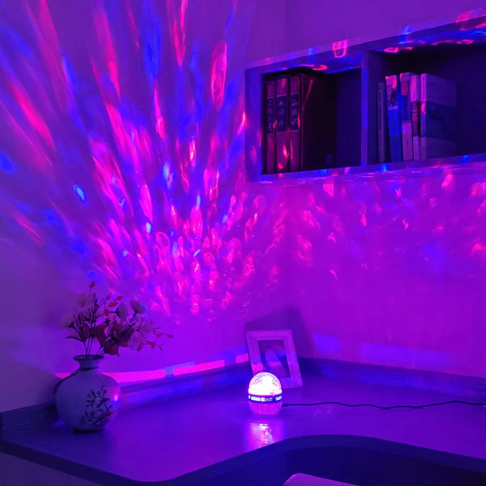 LED Starry Sky Projector – 360° Rotating USB Atmosphere Lamp for Bedroom & Events