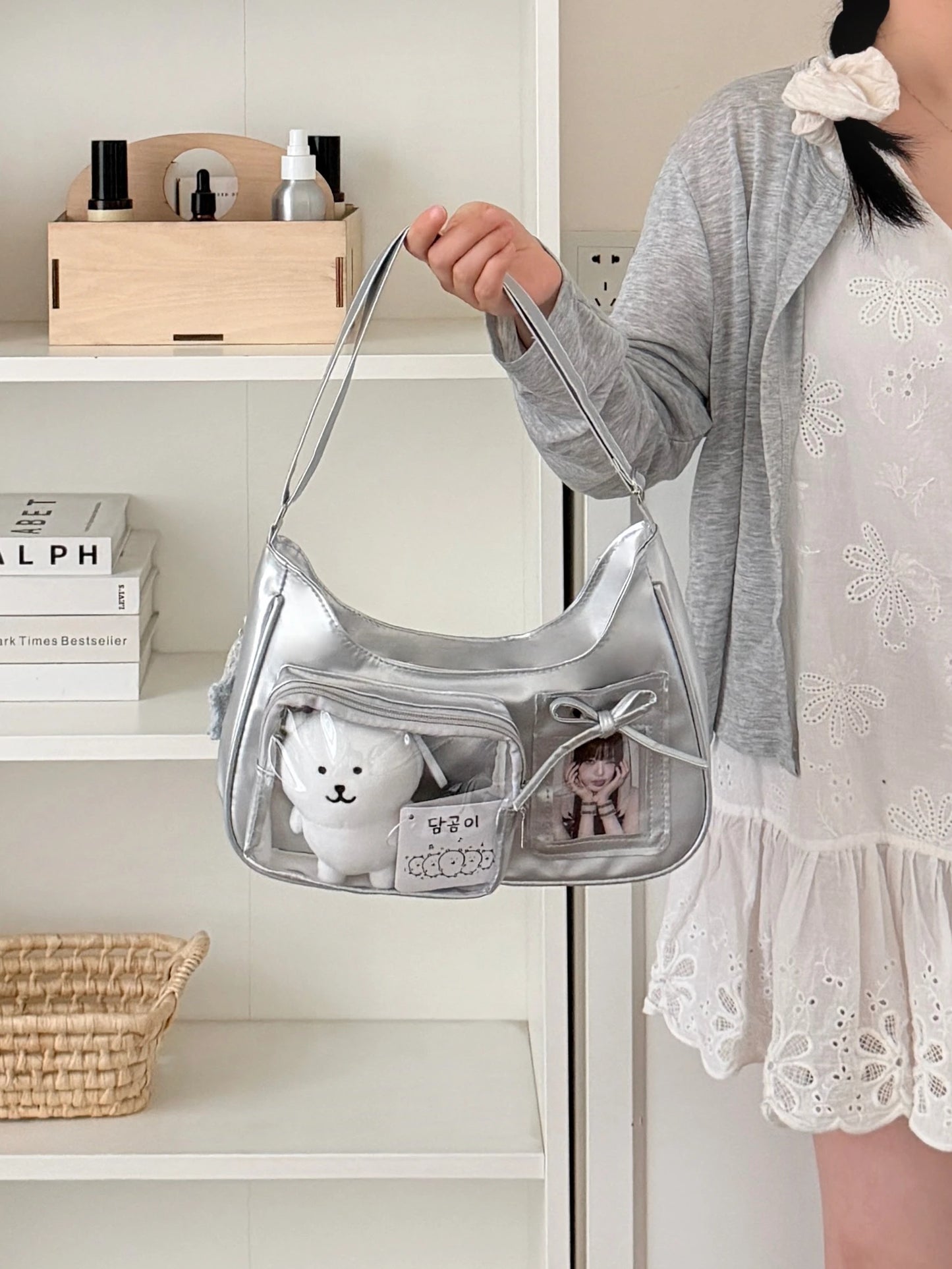 Y2k Harajuku Shoulder Bag Women Korean Transparent Ita Bag School Crossbody Bag Female Japanese Designer Preppy Handbag Purse