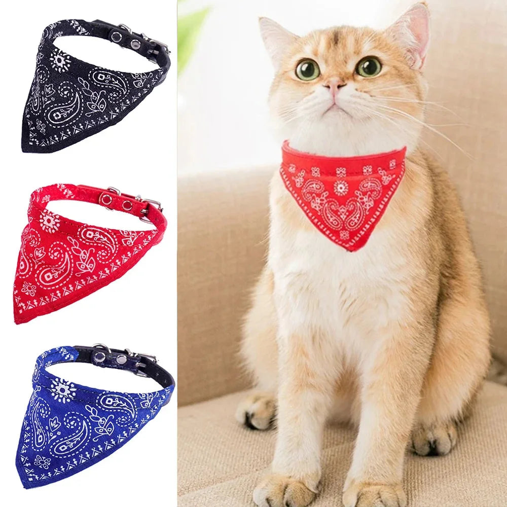Adjustable Pet Bandana Collar – Knit Fabric Triangle Neckerchief for Dogs & Cats