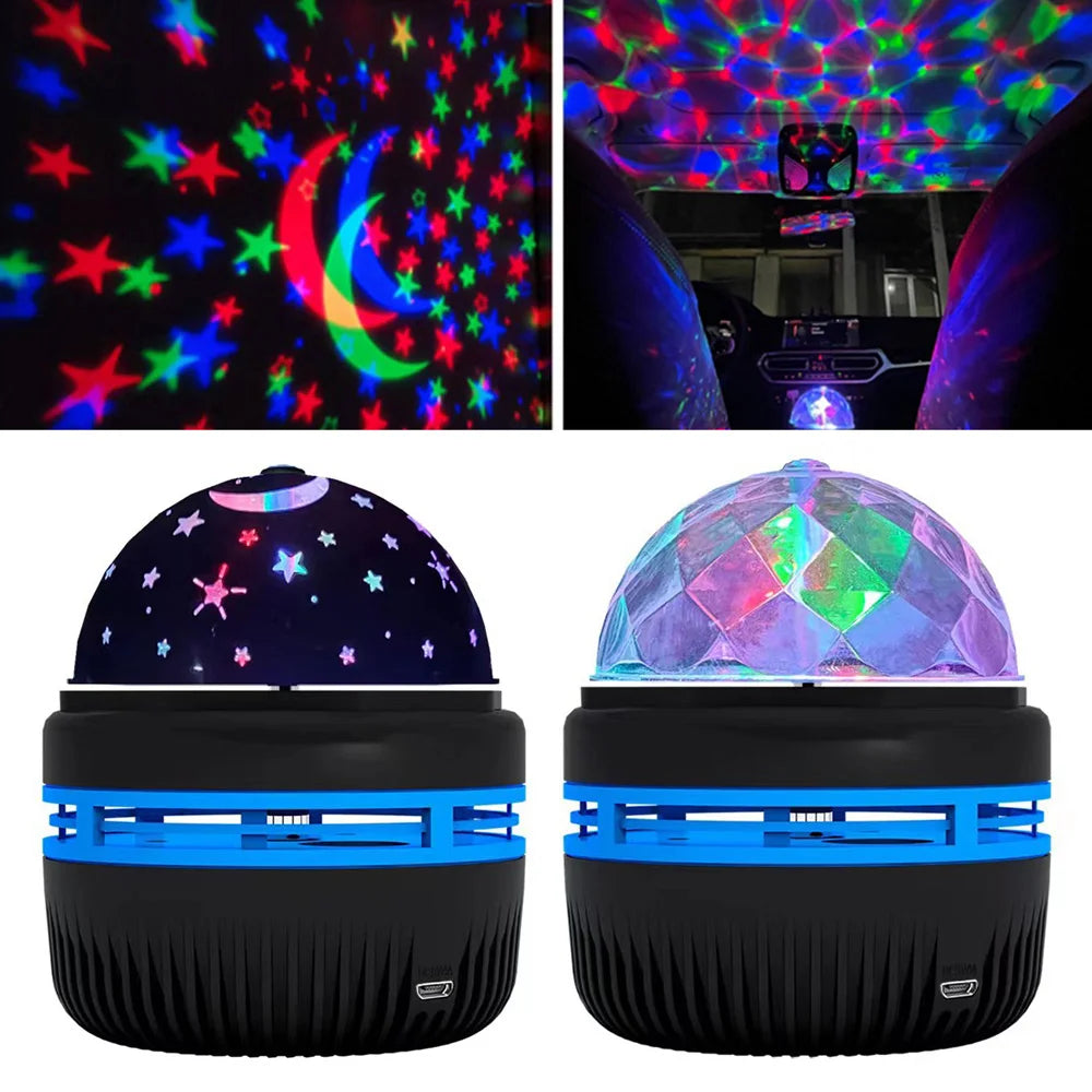 LED Starry Sky Projector – 360° Rotating USB Atmosphere Lamp for Bedroom & Events
