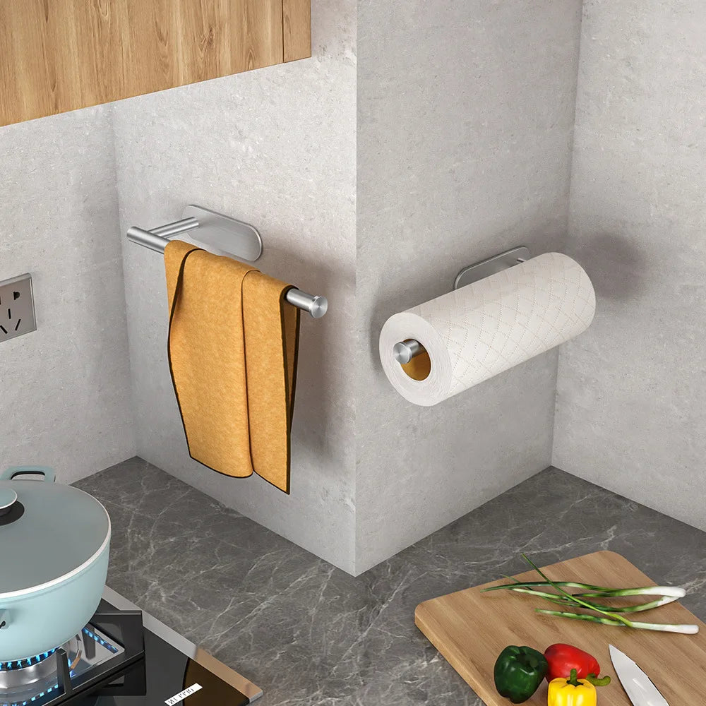 Adhesive Kitchen Paper Towel Holder – Wall-Mount Tissue & Roll Dispenser