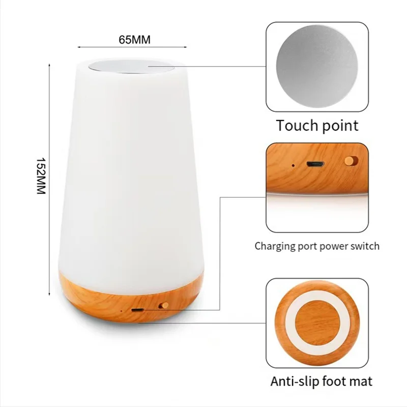 Dimmable Touch LED Table Lamp – 13 Colours & 5 Brightness Rechargeable Bedside Light