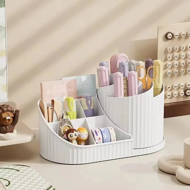 360° Rotating Vanity Makeup Organiser with Brush Holder – Skincare Storage
