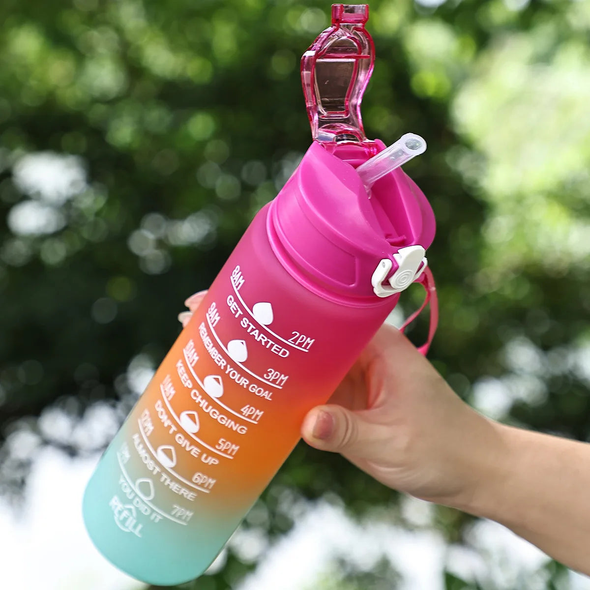 Sports Water Bottle with Time-Tracking Straw – Flip Lid, Leak-Proof, 750ml