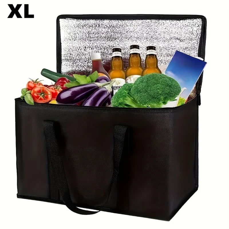 18/35L Insulated Tote Bag Fruit Food Meal Big Storage Cooler Delivery Zipper Thermal Case Outdoor Shopping Camping Equipment