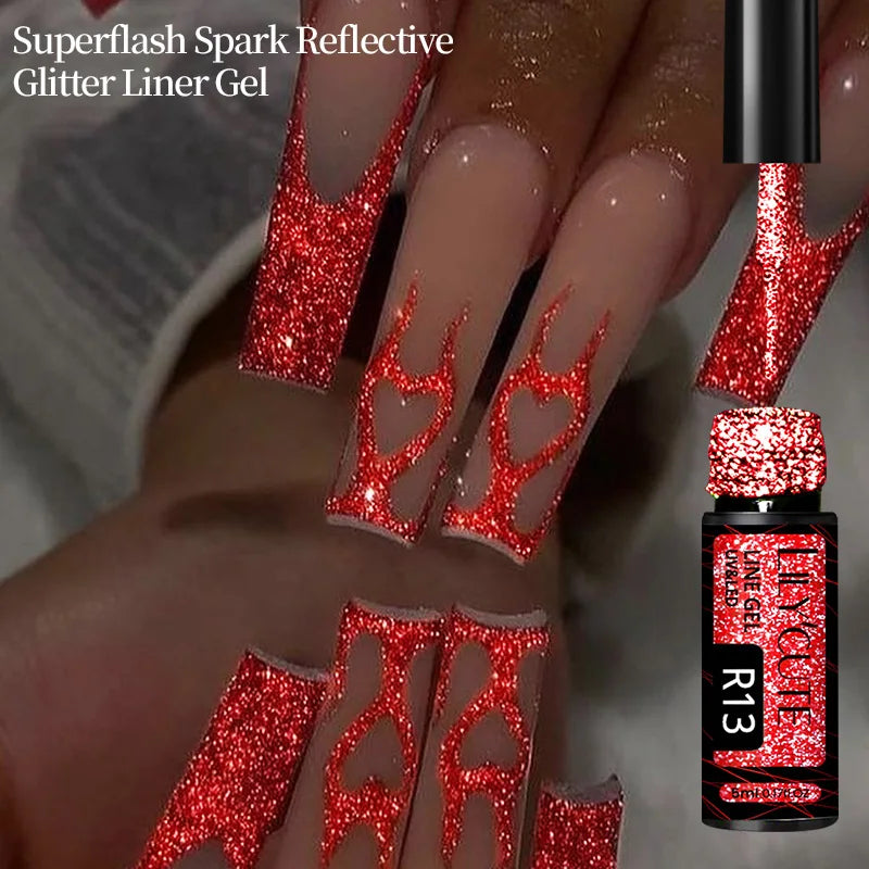 Gold Metallic Gel Nail Polish Liner – Super Bright Mirror French Stripe Nail Art