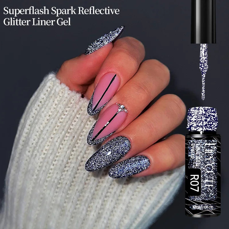 Silver Metallic Gel Nail Polish Liner – Super Bright Mirror Pull Line Art Pen
