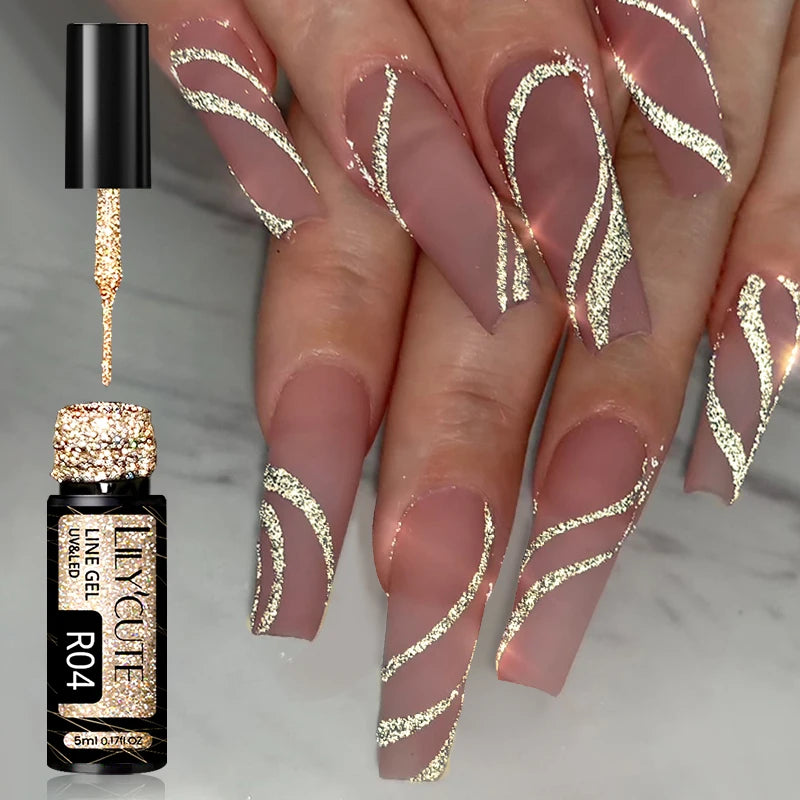Silver Metallic Gel Nail Polish Liner – Super Bright Mirror Pull Line Art Pen