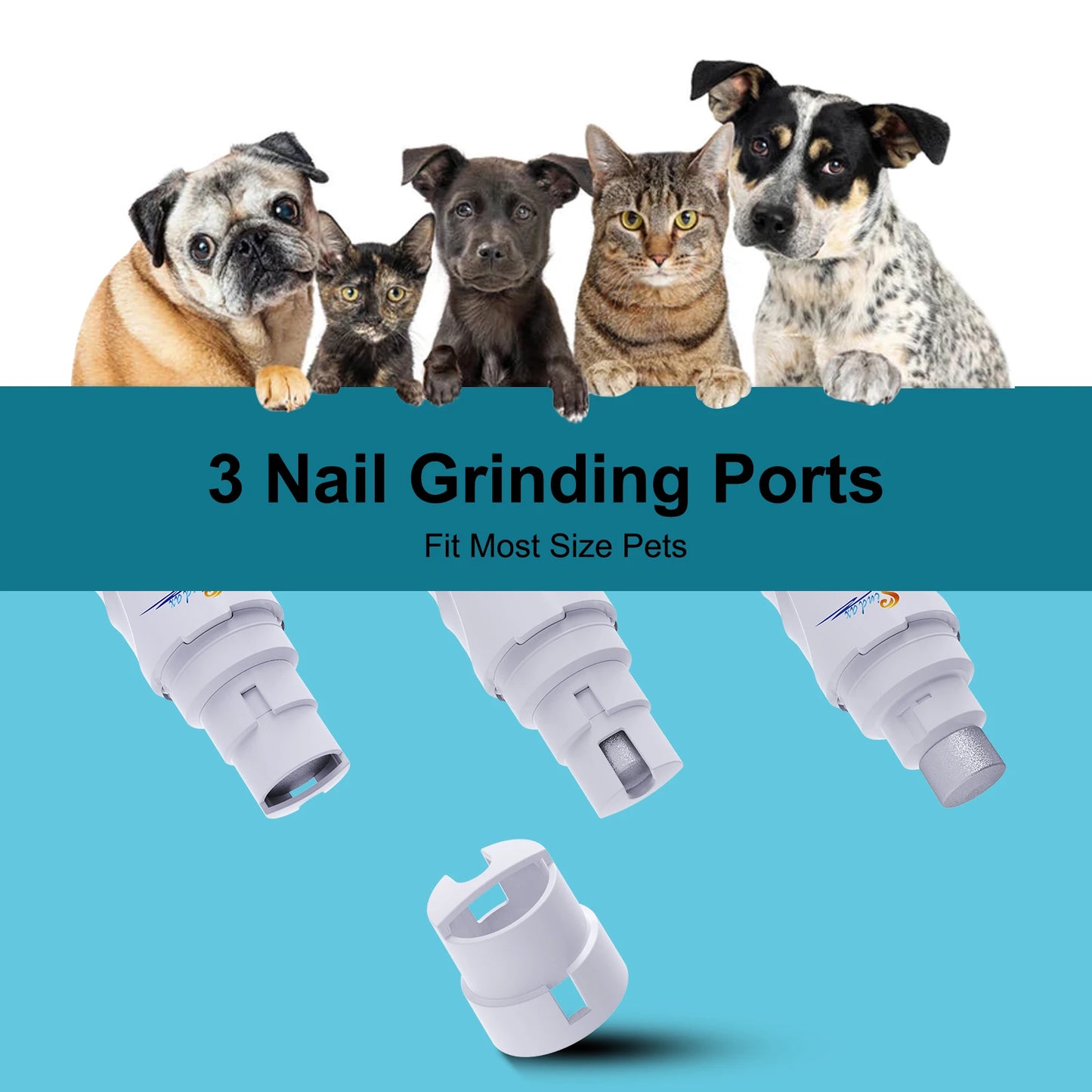 Rechargeable Dog Nail Grinder — Quiet 2-Speed Painless Paw Trimmer
