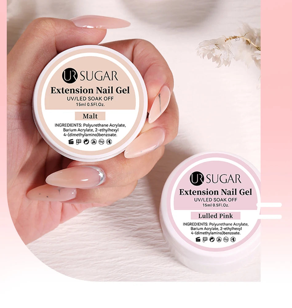 UR SUGAR 15ml Box Extension Nail Gel Jelly Pink White Clear UV Gel Hard Gel Extension Gel Nails Finger French Nail Art Manicure