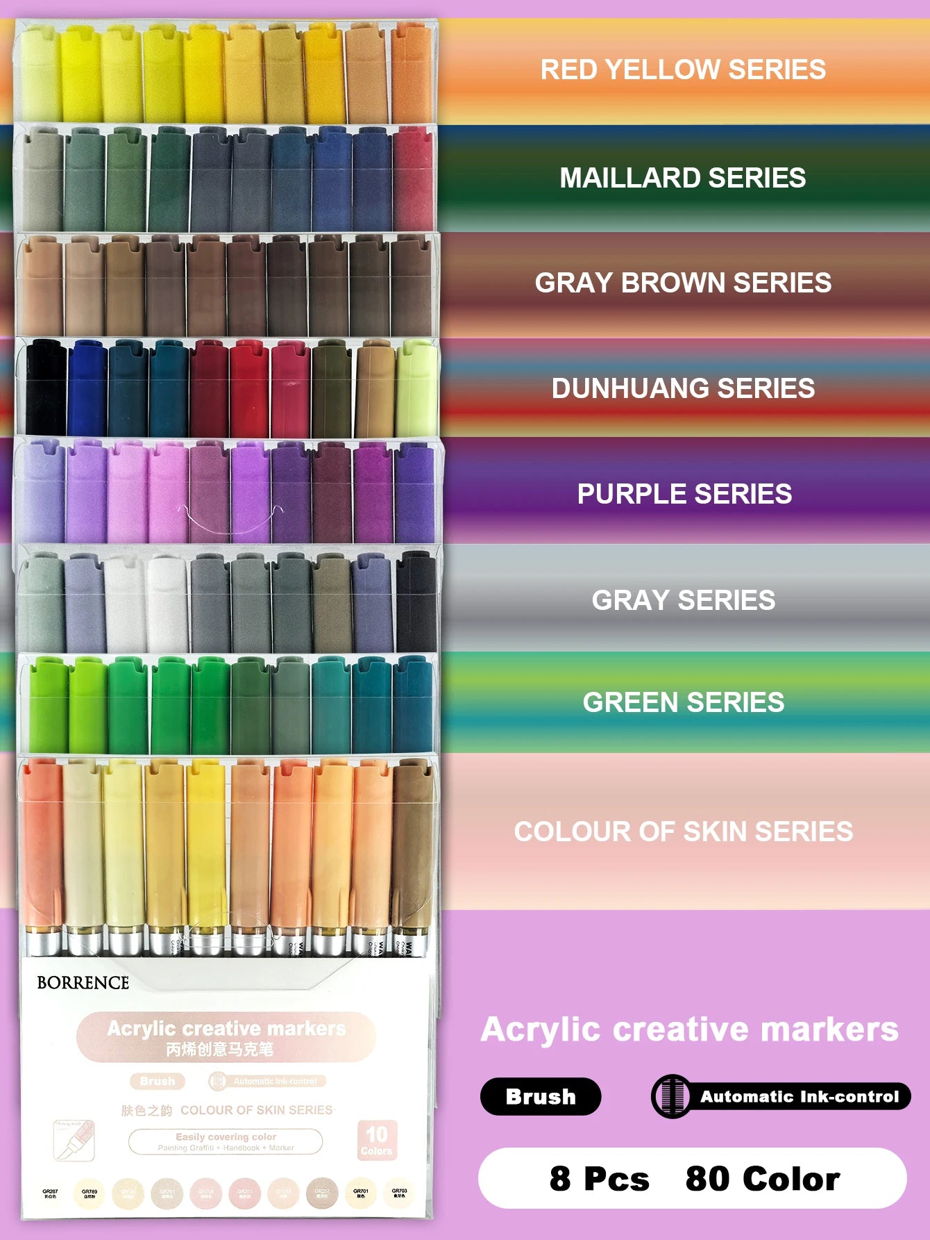 Borrence 120Colors/Bag Acrylic Paint Markers Direct Liquid Paint Marker Pen Set Automatic Ink Control System Art Markers Set