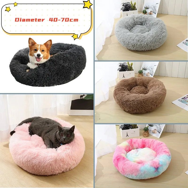 New Cat Dog Bed Super Soft Pet Cat Bed Pet Mattress Plush Washable Calm Donut Bed Comfortable Sleeping Artifact Suitable Winter